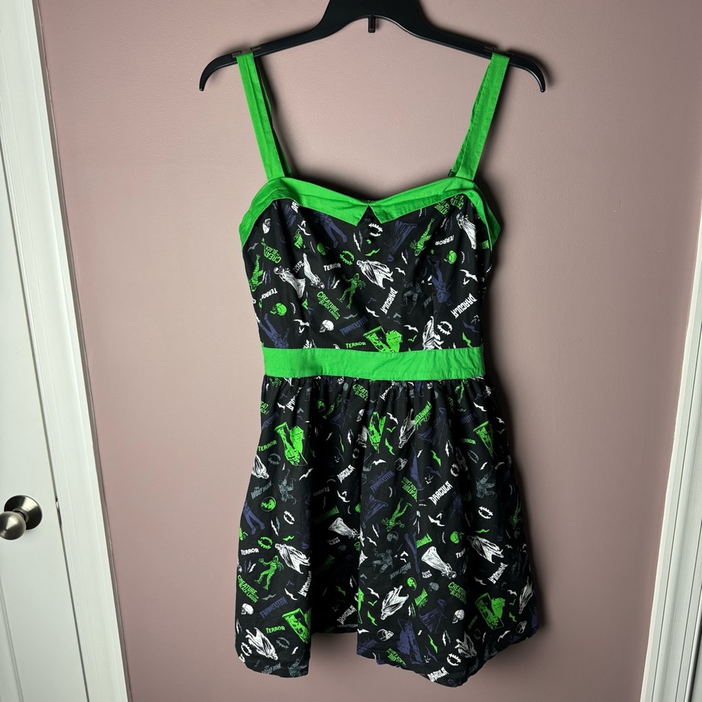 Monsters Universal Studios Dress Black Green Frankenstein Bride L - Picture 2 of 8